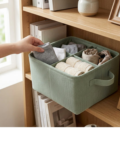 Wvkgd Divided Fabric Storage Basket Sage 3 Section
