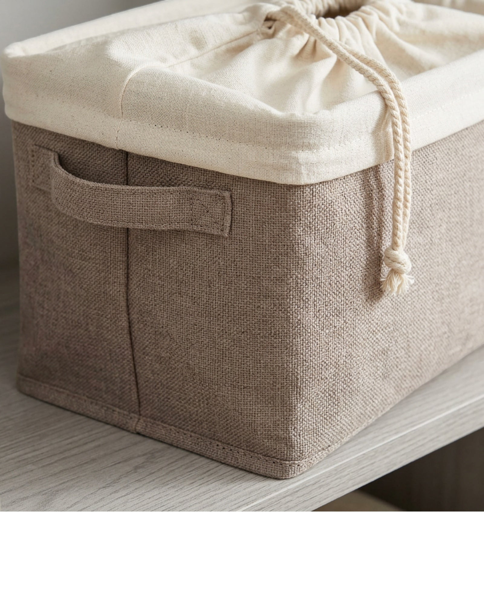 Wvkgd Drawstring Fabric Storage Basket Taupe 15 in