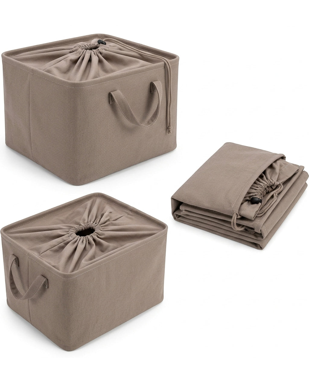 Wvkgd Drawstring Fabric Storage Basket Taupe 15 in