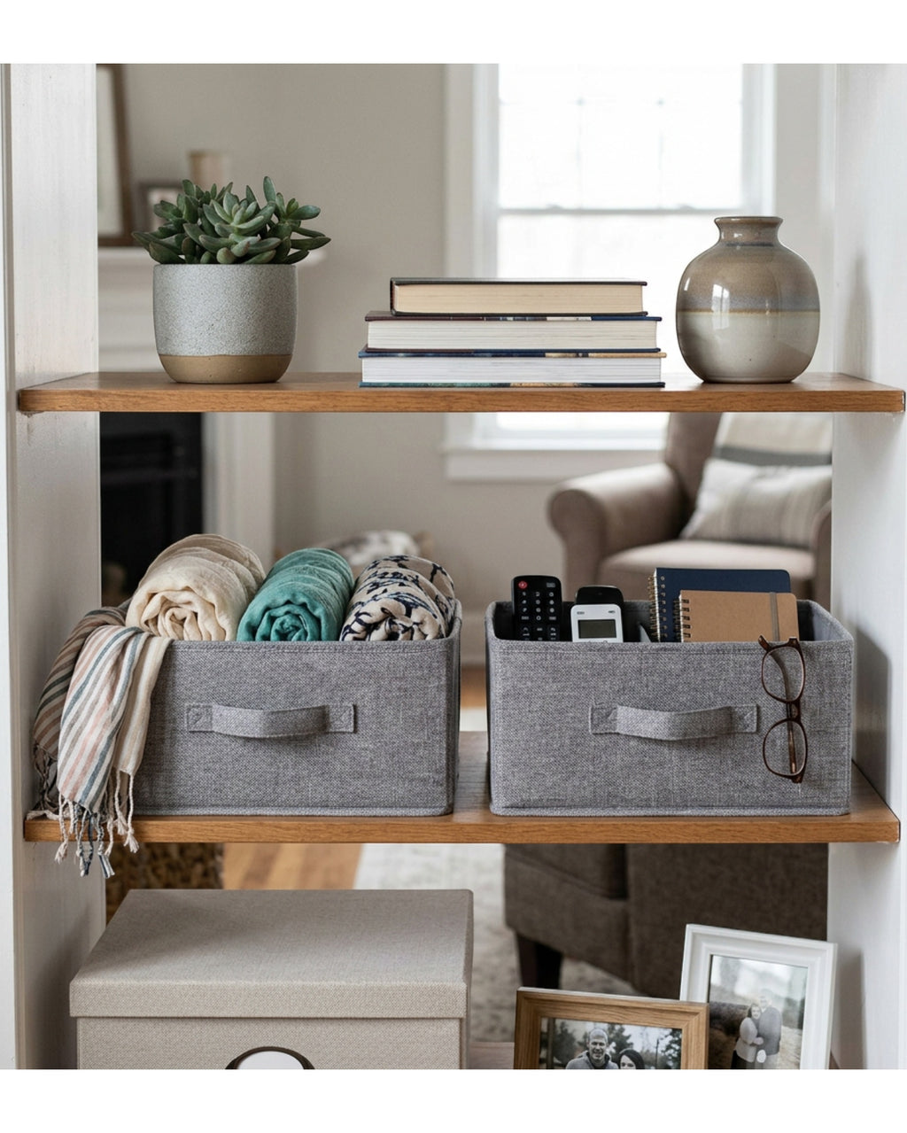 Wvkgd Low Shelf Fabric Basket Gray 2 Pack
