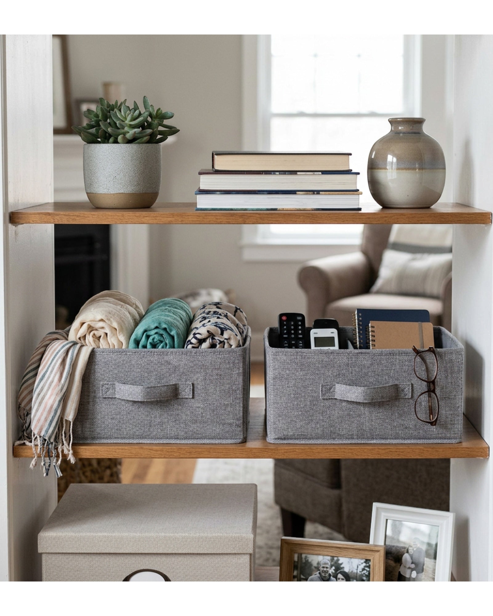 Wvkgd Low Shelf Fabric Basket Gray 2 Pack