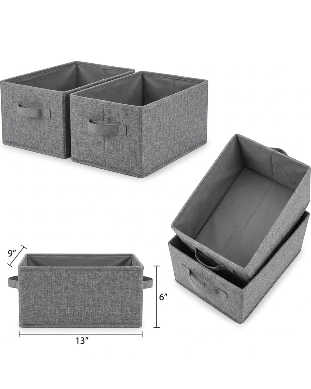 Wvkgd Low Shelf Fabric Basket Gray 2 Pack