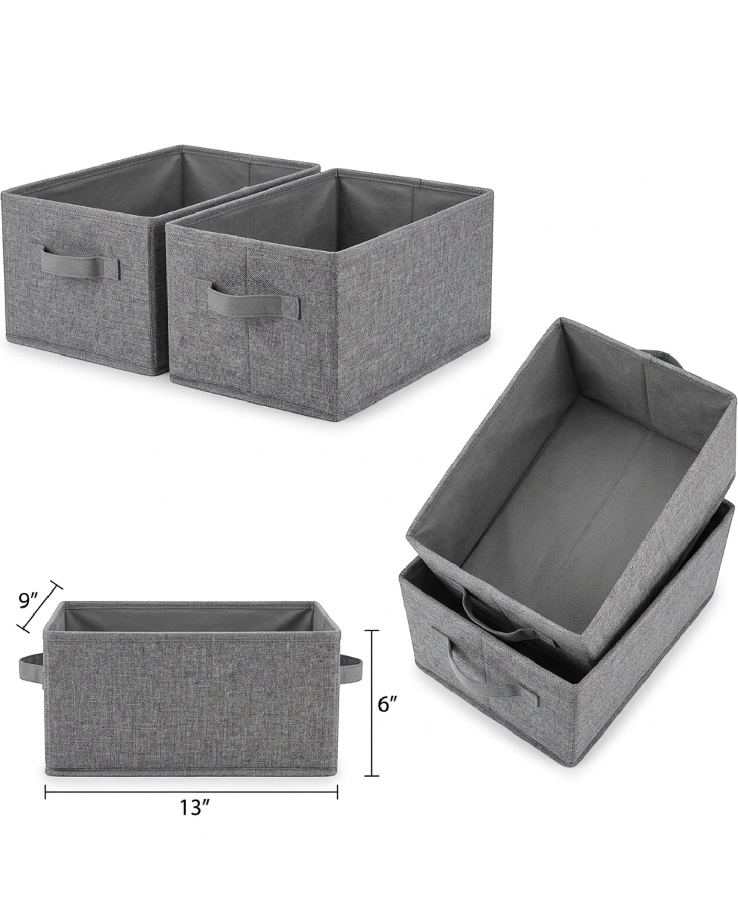 Wvkgd Low Shelf Fabric Basket Gray 2 Pack