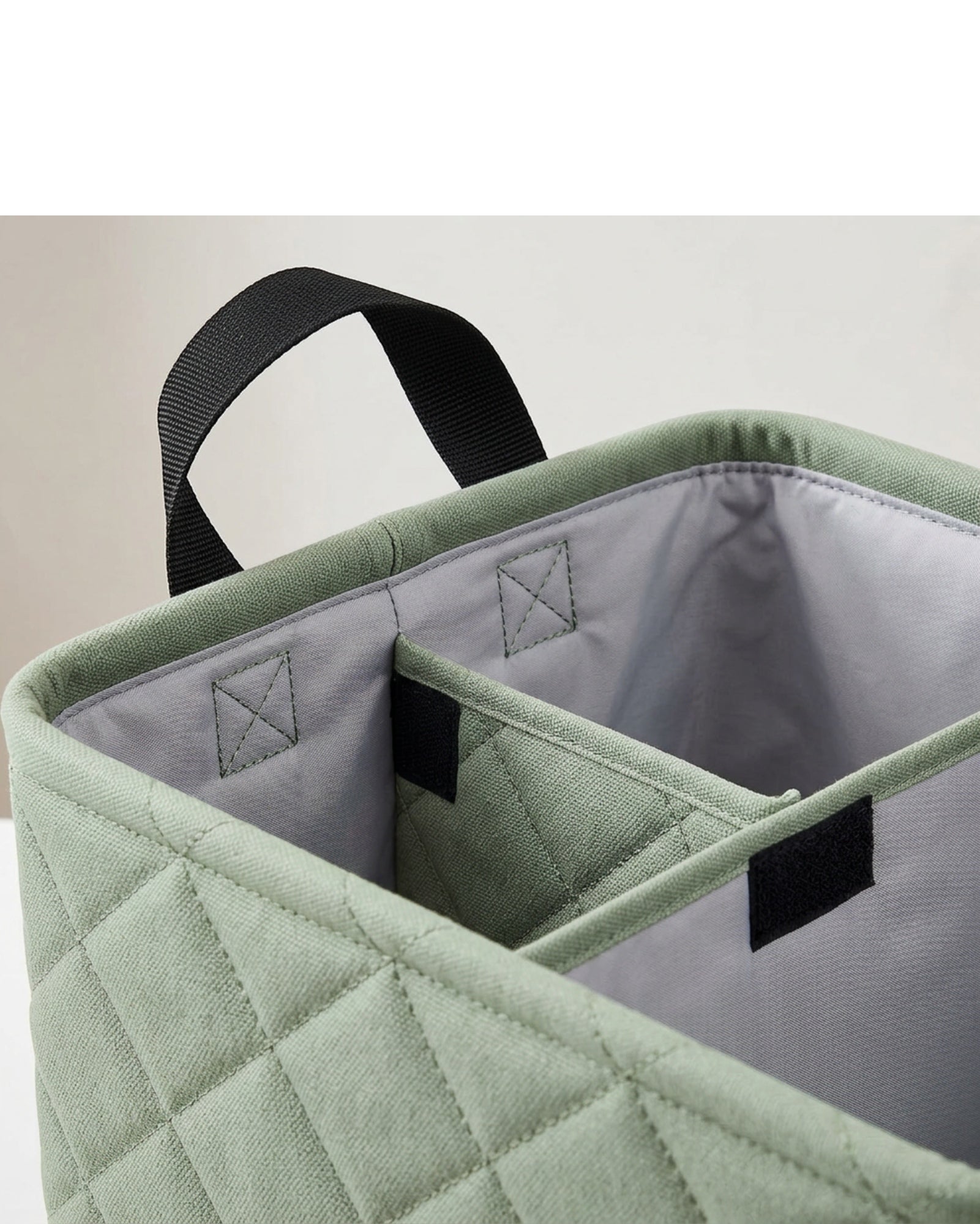 Wvkgd Quilted Canvas Folding Basket with Divider Sage - Detail view
