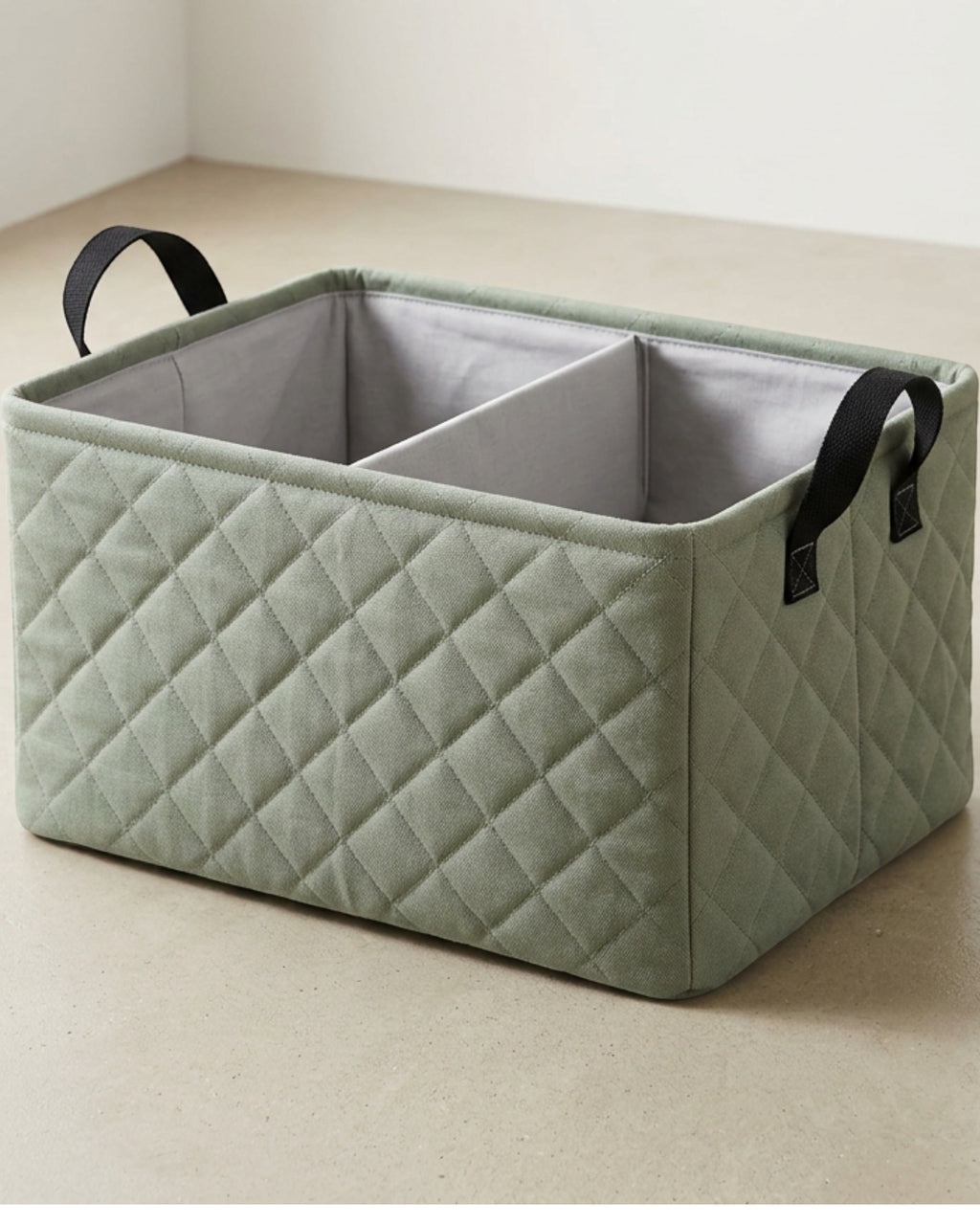 Wvkgd Quilted Canvas Folding Basket with Divider Sage - Lifestyle view