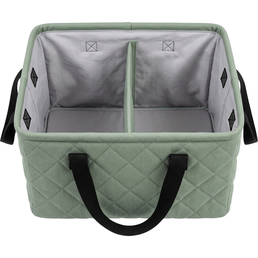 Wvkgd Quilted Canvas Folding Basket with Divider Sage