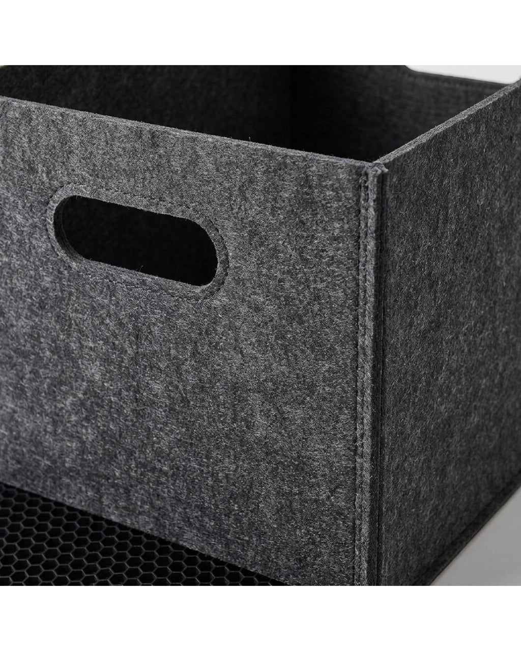 Wvkgd Tall Felt Folding Storage Bin Cutout Handles Charcoal - Detail view
