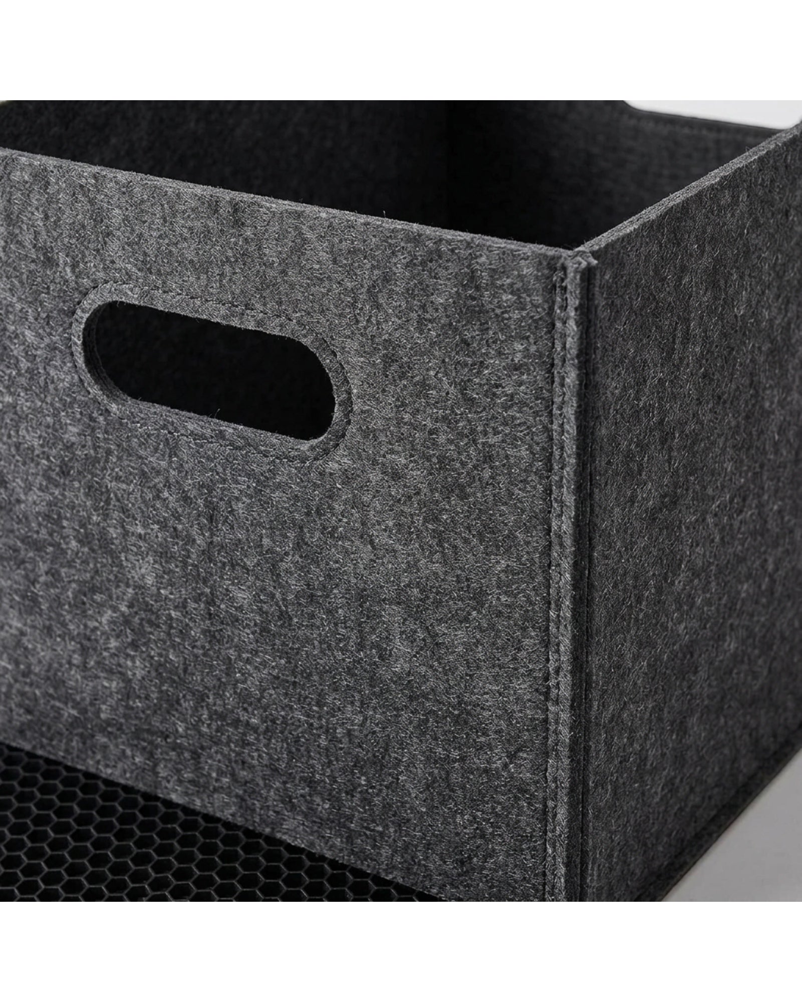 Wvkgd Tall Felt Folding Storage Bin Cutout Handles Charcoal - Detail view