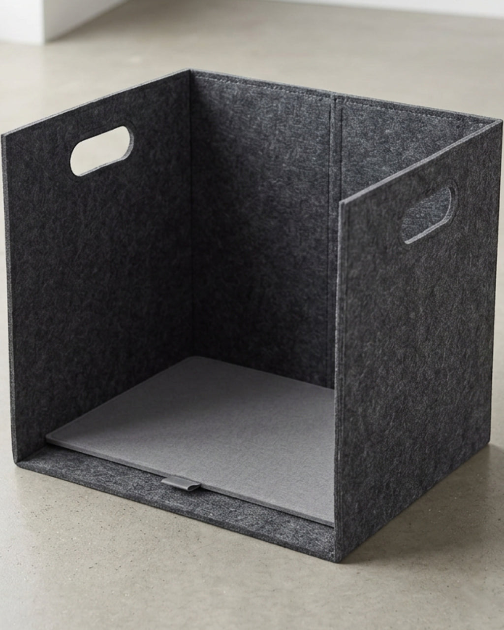 Wvkgd Tall Felt Folding Storage Bin Cutout Handles Charcoal - Lifestyle view