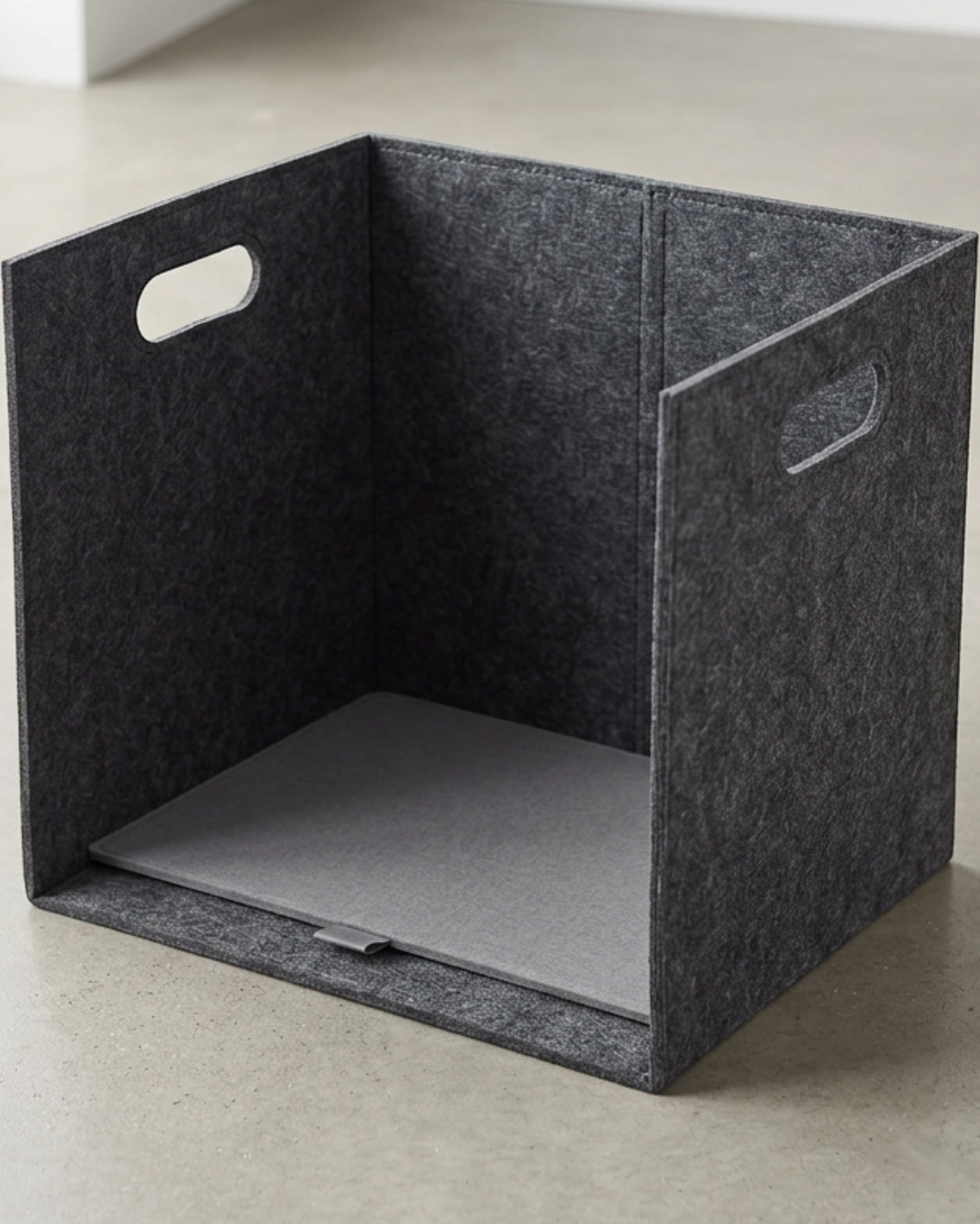 Wvkgd Tall Felt Folding Storage Bin Cutout Handles Charcoal - Lifestyle view